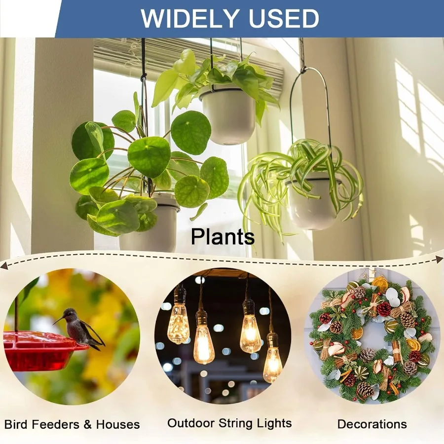 안전 버클이 있는 20개 Q 행거 후크, 야외 스트링 조명, 식물, 크리스마스 파티오 조명 걸이용 방풍 나사 후크