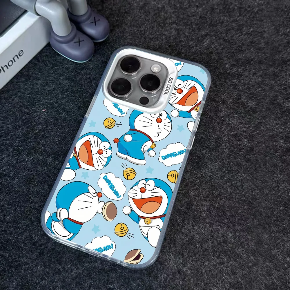 Cartoon Doraemon Phone Case IMD Color Silver Shell For IPhone 16 15 14 13 12 11 Pro Max Plus