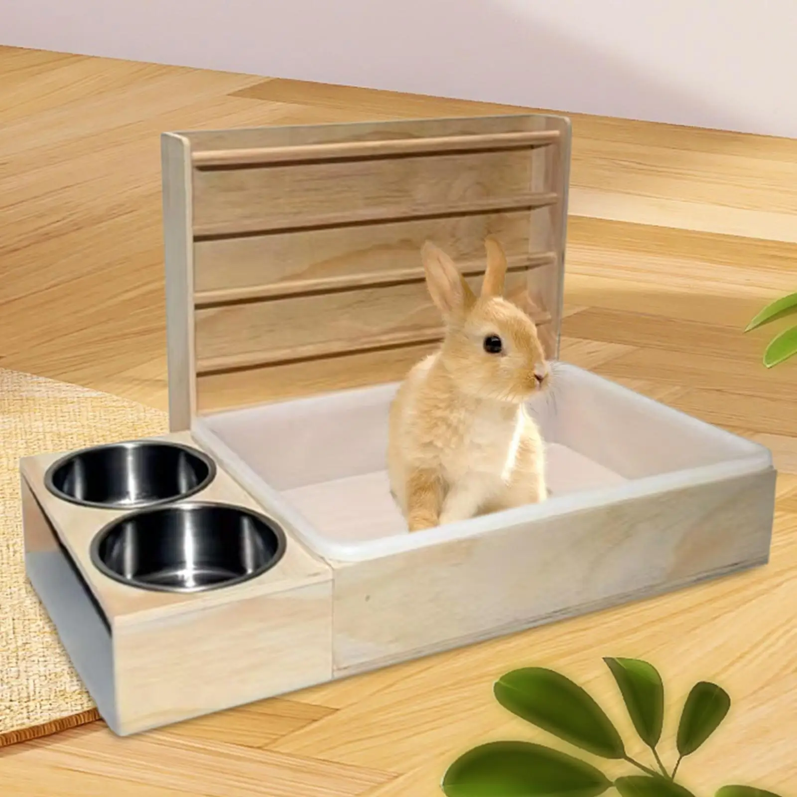 

Wooden Bunny Hay Feeder Interactive Enrichment Toy Food Dispenser Portable