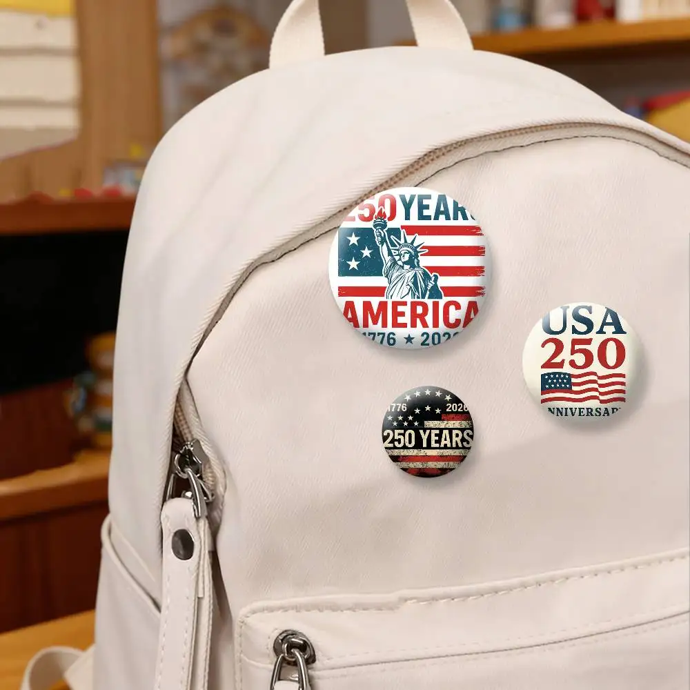 Freedom United 250 Years of USA Button Pins Backpack Clothing Decor Brooch Badge Jewelry Gifts for Kids