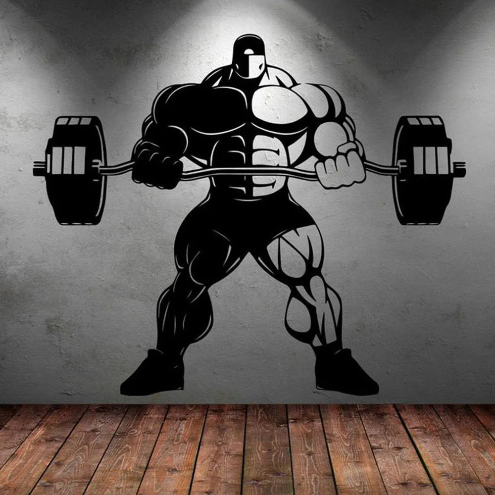 Large Size Bodybuilder Gym Fitness Poster Sport Muscles Wall Decal Vinyl Art Wall Sticker Gym Club Weightlifting Wallpaper SY11