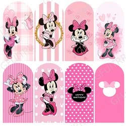 Disney Minnie Mouse Arch Photo Backdrop Girls Birthday Party Baby Shower Decoration Photography Backdrop Double-side Covers