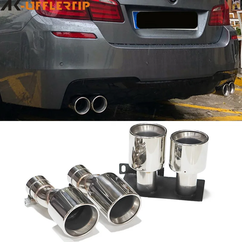 เหมาะสำหรับท่อไอเสียรถยนต์ BMW ซีรีส์ 5 รุ่น 520 525 530  แบบดัดแปลง M5 ปลายท่อสแตนเลสสตีลสี่แฉก  ปลายท่อตกแต่ง