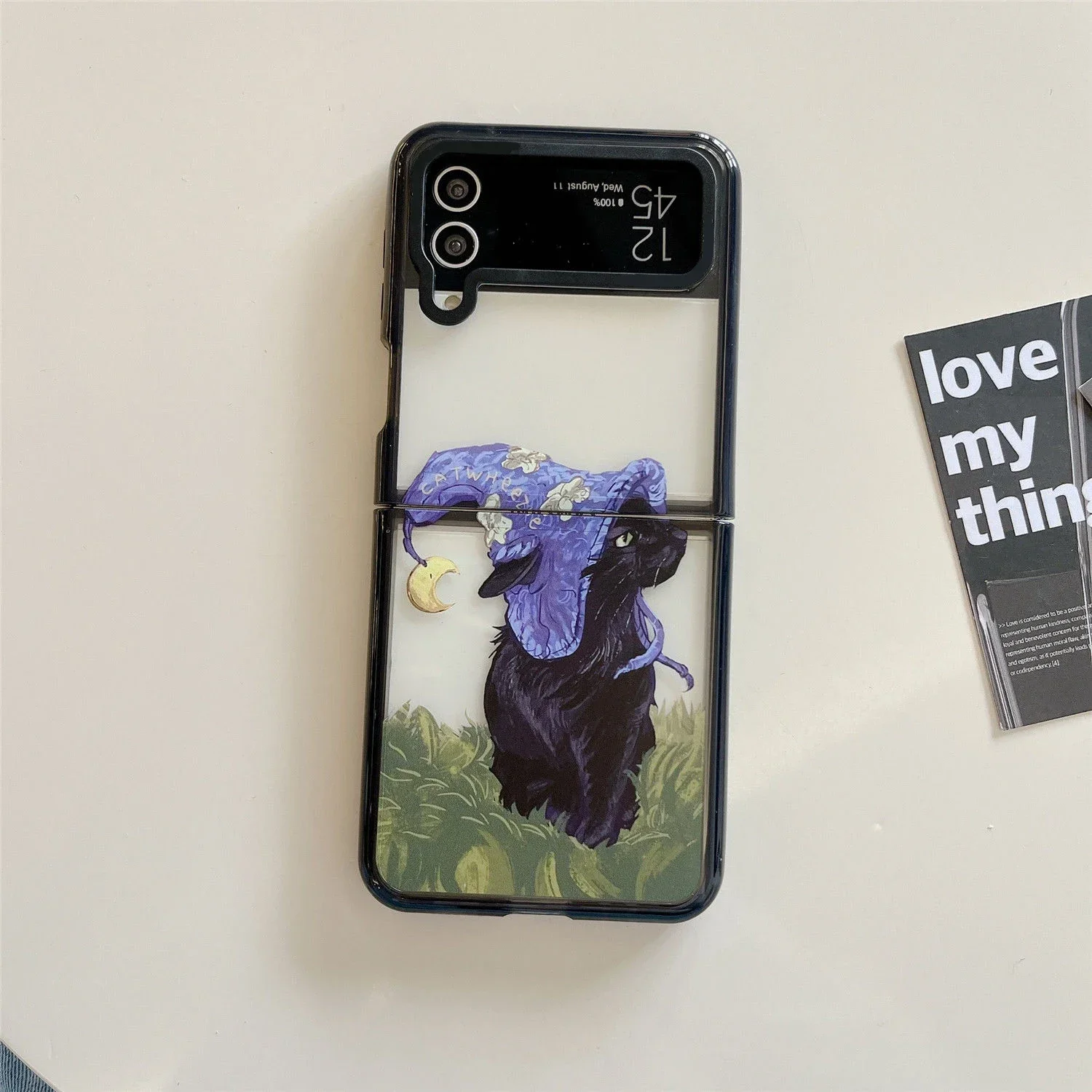 Black Border Acrylic Snake Phone Case for Samsung Galaxy Z Flip 5 4 3 Back Cover for ZFlip3 ZFlip4 ZFlip5 Hard Case Shell