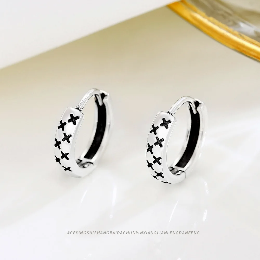 Personalized Vintage X Letter Dangle Earrings S925 Silver INS Style Jewelry Hypoallergenic Ear Studs for Men and Women