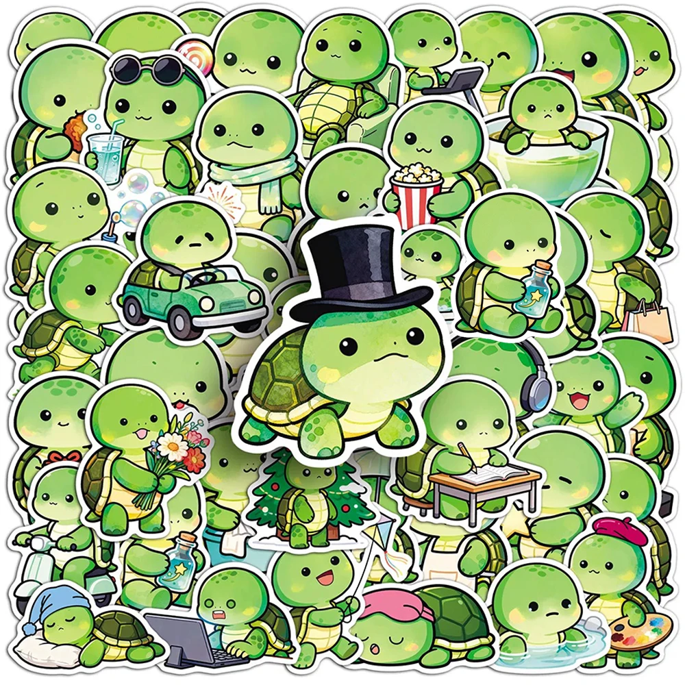 10/30/50 Stuks Leuke Grappige Groene Schildpad Cartoon Stickers Kawaii Creatieve Graffiti Sticker Notebook Waterfles telefoon Decals Verpakking