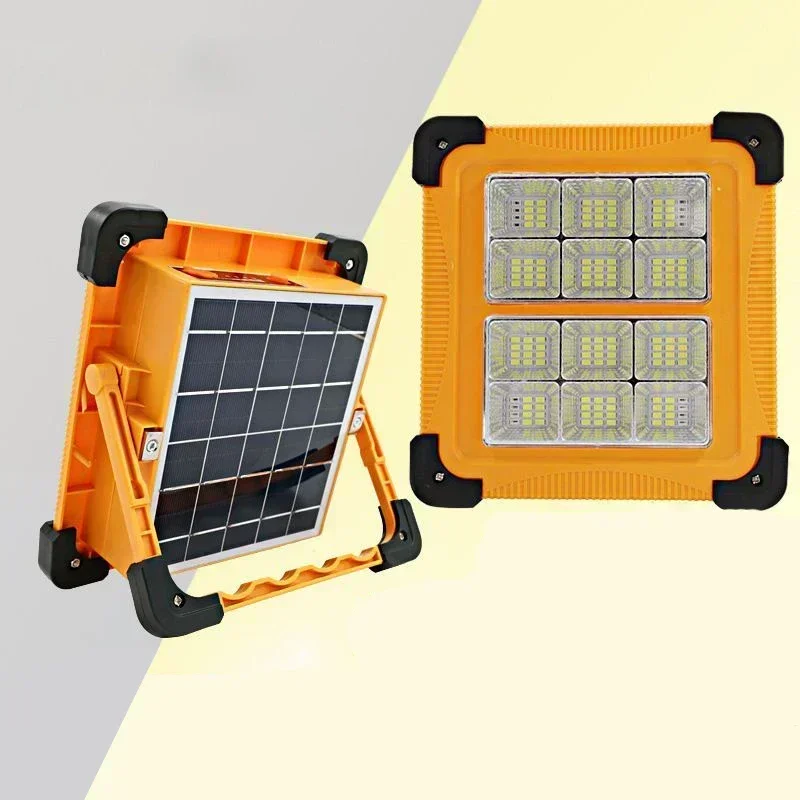 

Solar powered rechargeable portable LED floodlight super bright outdoor construction site lighting camping mobile spotlights