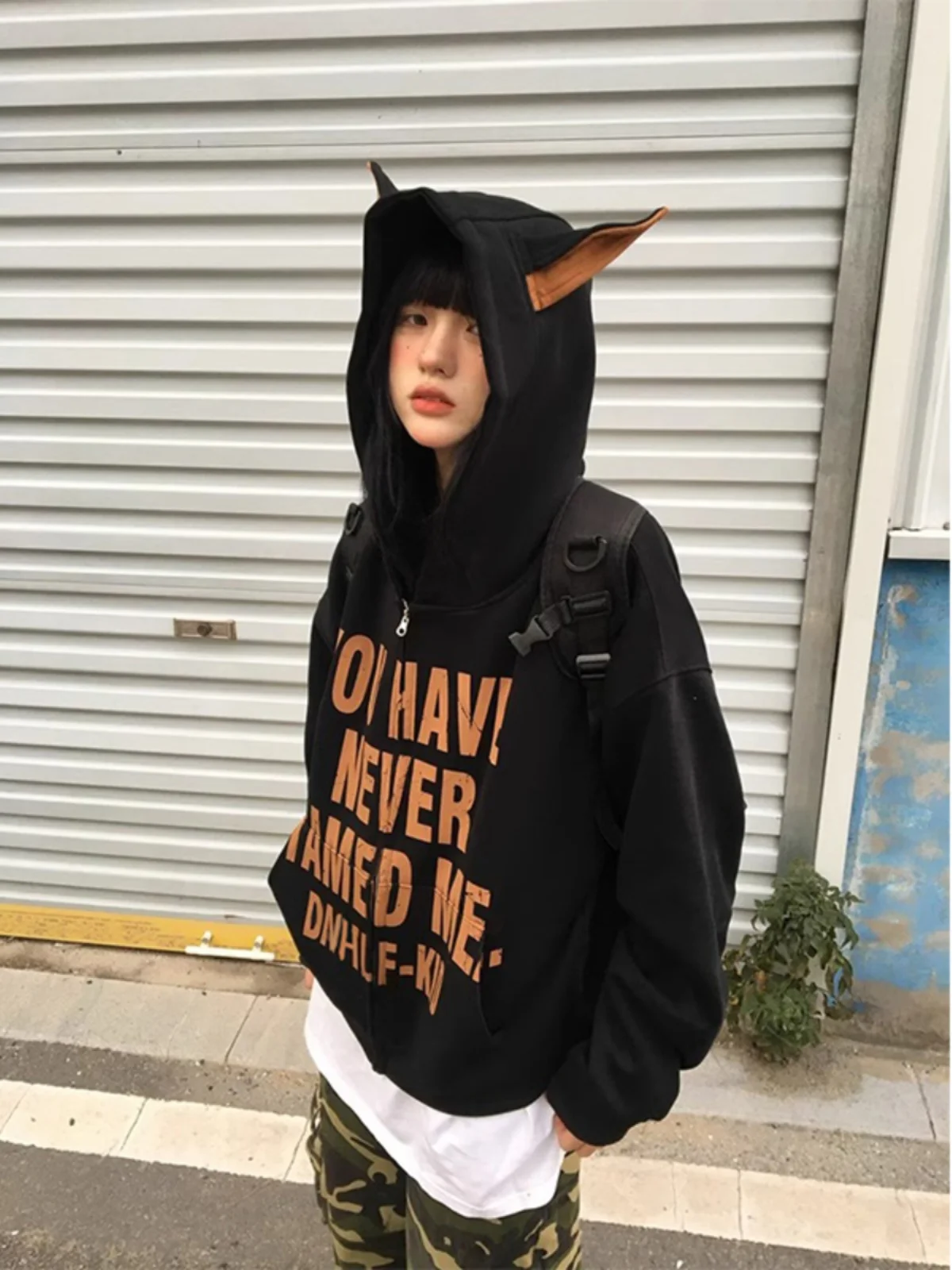 

American Sle Spotted Letter Print Zipper Open Cardigan Couple Hoodie Jaet Loose Fit Casual Youth ular Long Sve