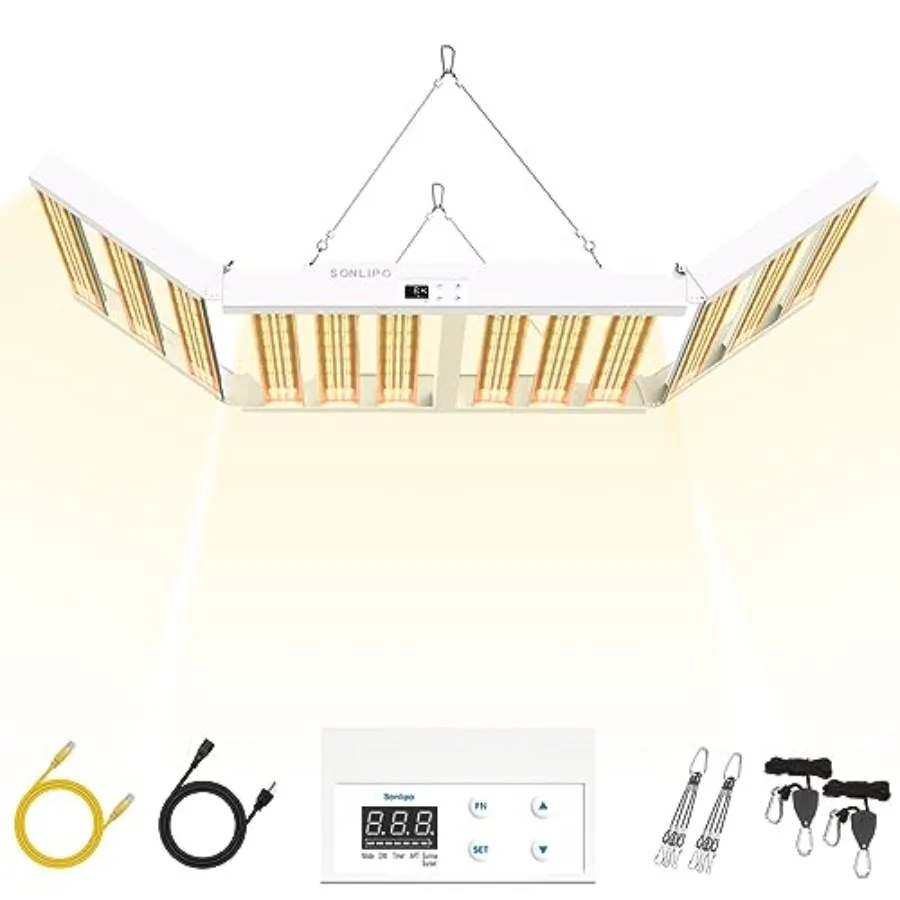 

Новая светодиодная лампа для растений 2024 года SPF6000 PRO 600W с охватом 6x6 футов, диммером, таймером и полным спектром для стадий Вегетации и Цветения, для комнатных растений