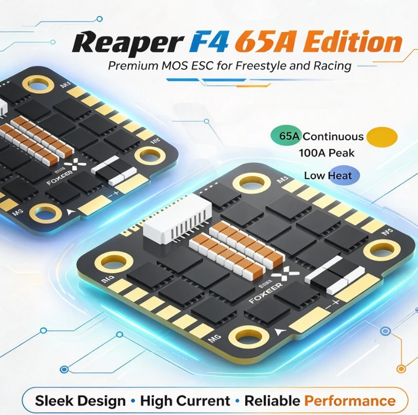 Foxeer Reaper F4 ESC 45A/60A/65A 128K Upgrade Model 100A Peak Current 10V-35V Brushless ESC for RC FPV Freestyle Drone Parts