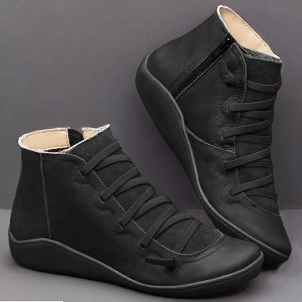 Winter 2024 New Women's Genuine Leather Flat Shoes Women's Retro Short Boots Fashion Matching Fur Women's Lace Up Boots