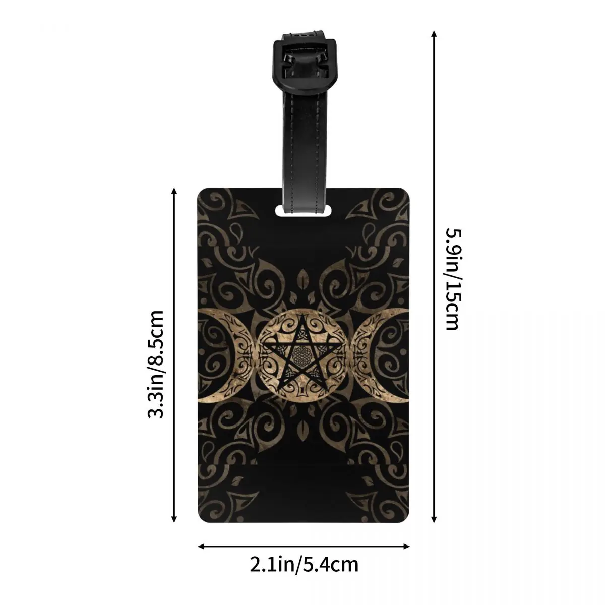 Custom Triple Moon Goddess Pentagram Luggage Tag Privacy Protection Pagan Wiccan Baggage Tags Travel Bag Labels Suitcase