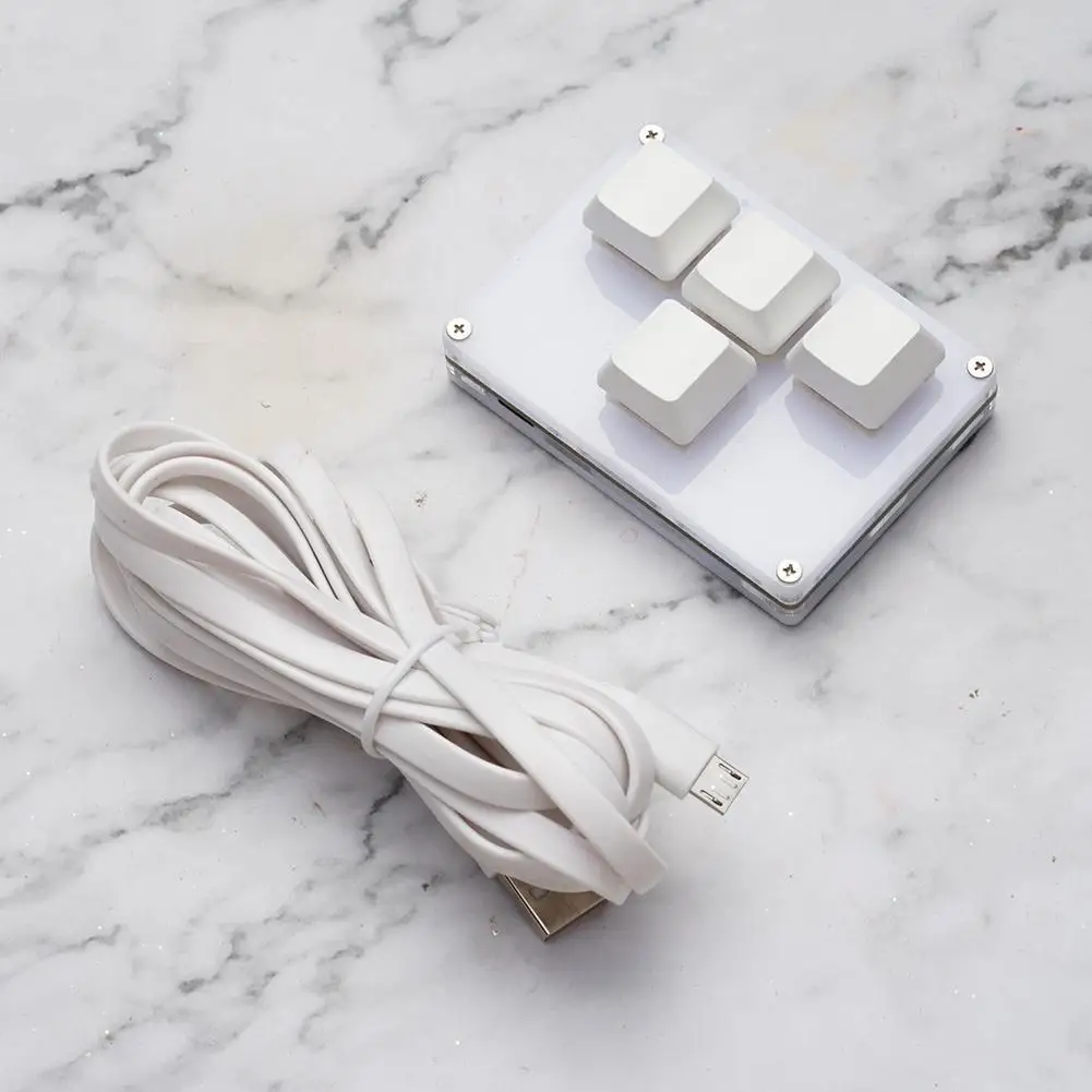 Mini Keyboard 4 Keys Direction Arrows Keypad Up Down Left Right DIY Custom Programming Shortcuts USB Mechanical Keypad White