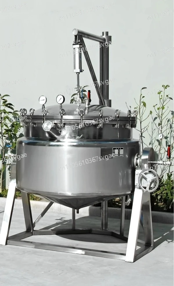 Food Grade Stainless Steel Tilting Double Jacketed Kettle, Heating & Stirring Industrial Cooking Pot