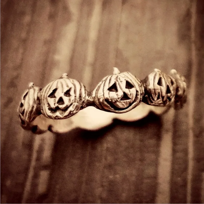 Halloween Goth Rings Creative Punk Halloween Pumpkin Stacking Rings Cool and Fun Jewelry For Halloween Gifts Size 6-10