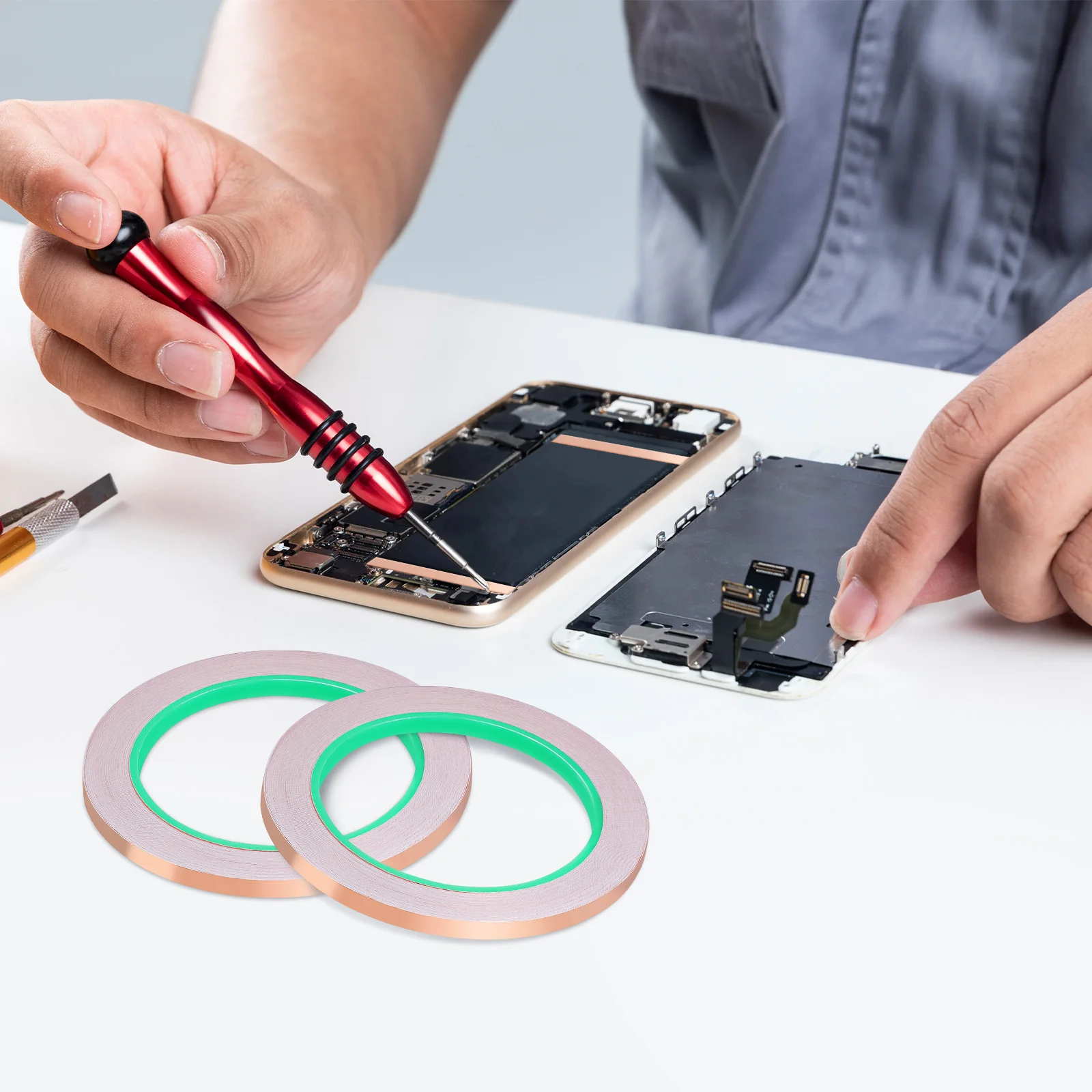 10M Copper Foil Tape Self-Adhesive Conductive Thin For Stained Glass Craft Diy Electronics Repair Shielding Decorative Roll