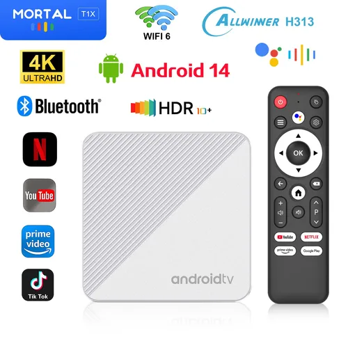 Android 14 TV BOX mortal t1x Sound control SMART Cinema wifi6 1000m Lan Bluetooth 8k 4k video allwinner h313 free live tv