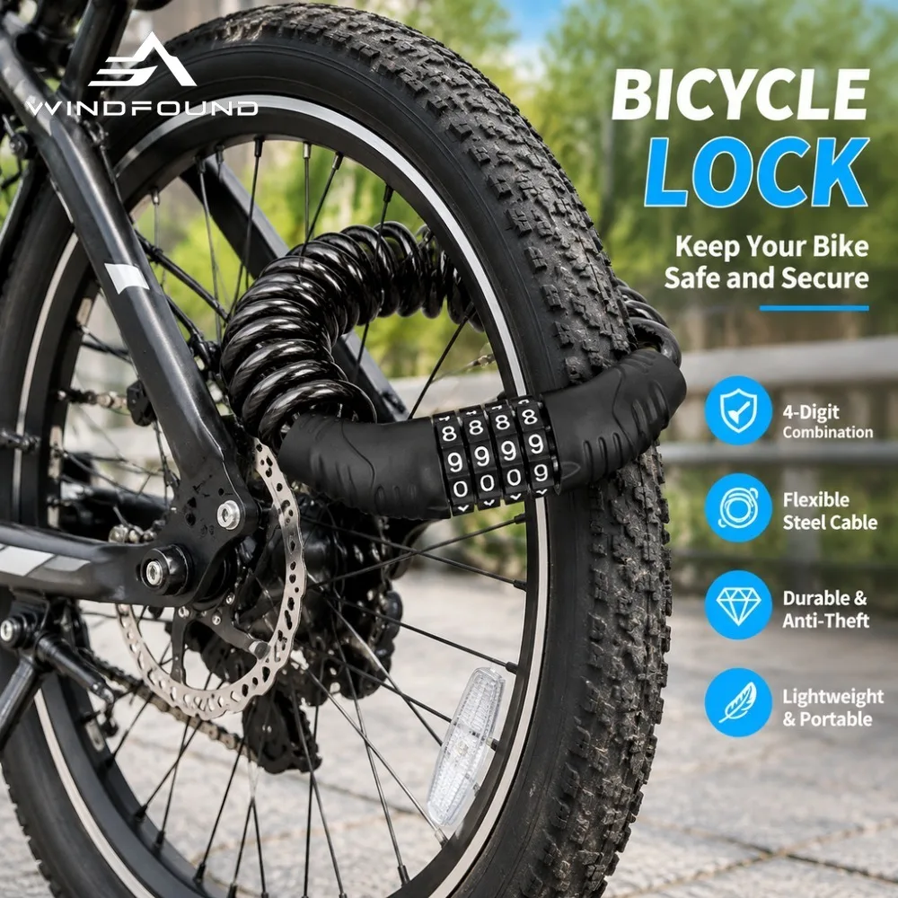 Portable Lightweight Combination Lock for Bicycles Anti-theft Helmet Lock Portable Lock for Mountain Bikes A Cycling Essential