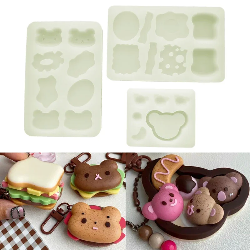 Handmade DIY Epoxy Resin Mold Silicone Molds Bear Bread Shaped Shaker Mold Jewelry Tool Jewelry Accessories