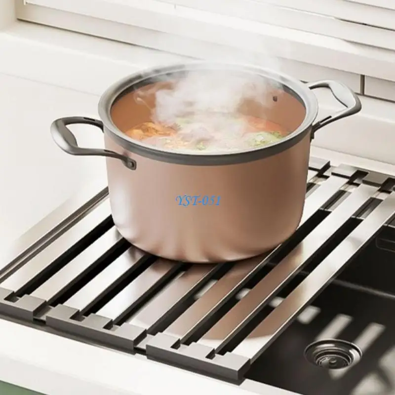 E15A Foldable 304 Rustless Steel Dish Drainer Perfect For Fruits And Vegetables
