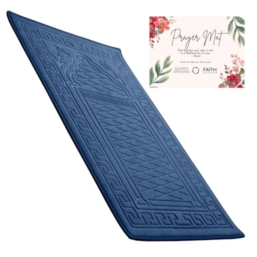 

Prayer Mat Padded Muslim Prayer Rug with Thick Foam Soft Velvet Gift for Ramadan Ocean