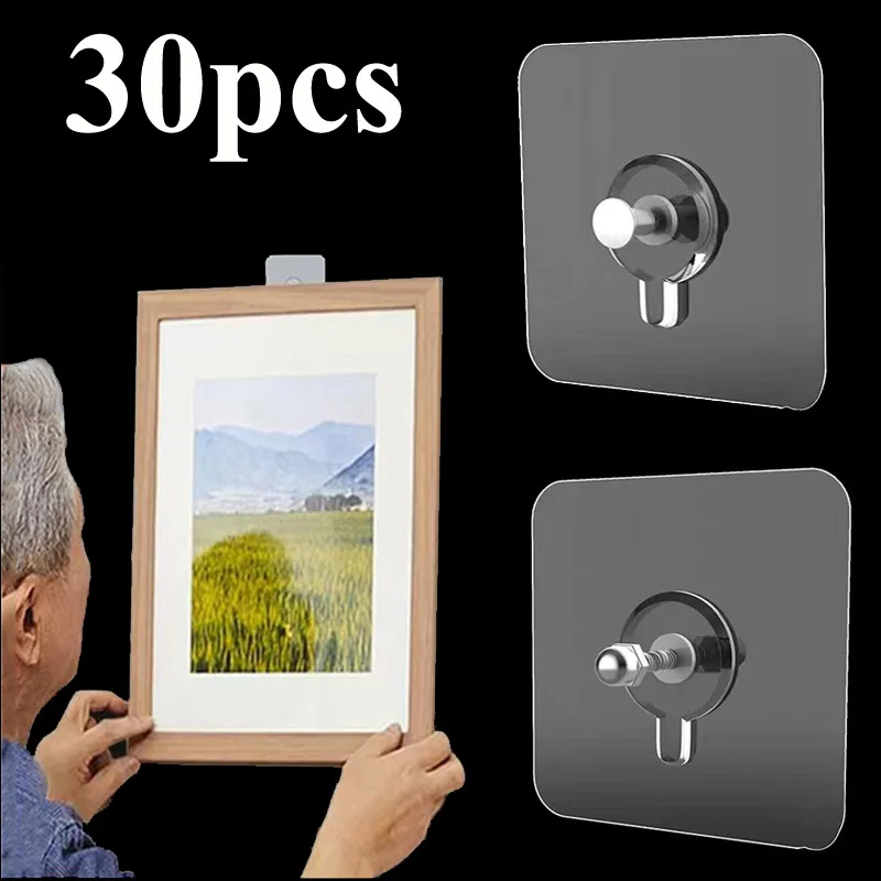 Adhesive Wall Hook Sticker Photo Frame Hooks Clock Picture Hanger Screw Sticker Wall Hook Screw Hook Hanger Wall Hanging Hooks