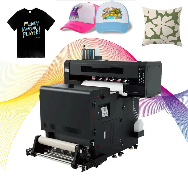 طابعة لاصقة نافثة للحبر A1 DTF، آلة طباعة تصميم تي شيرت النسيج، آلة تصنيع القمصان، طابعة أفلام Uv DTF