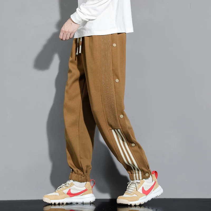 

2024 new cargo pants men's spring and autumn fashion row button-down anklet loose boys sports cotton casual pants