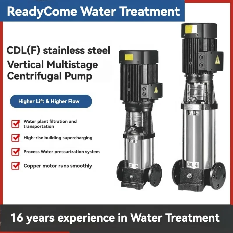 CDL8-150 Centrifugal Booster Pump High Head Variable Frequency Pump Lightweight Vertical Stainless Steel Multi stage Pump