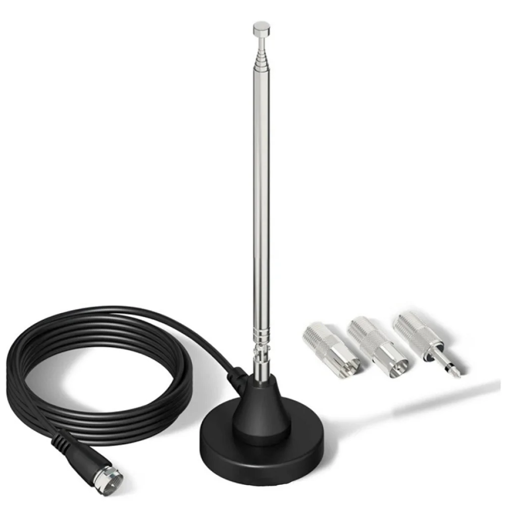 1pc Home Radio Antenna 180° Rotation Extendable FM/ AM DAB Digital Antenna Large Suction Cup Base Digital TV Antenna
