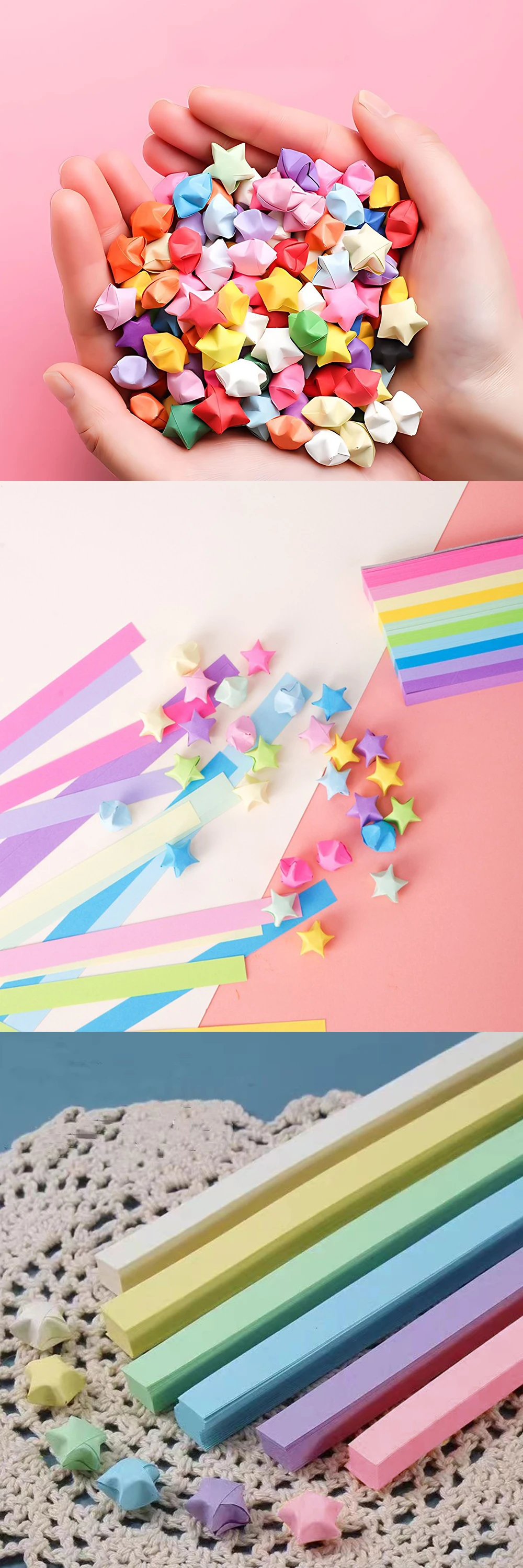 540 Blatt/Packung Buntes Sternpapier DIY Doppelseitiges Regenbogenfarbenes Farbverlaufsfarbenes Origami Folding Lucky Star Papers Craft ZYF – Detail 3
