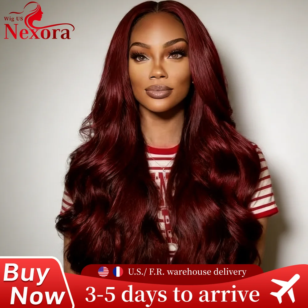

99j Burgundy 13x6 HD Lace Frontal Human Hair Wig Body Wave 220 230 Density 30 36 Inch Red Colored Lace Frontal Wigs Brazilian