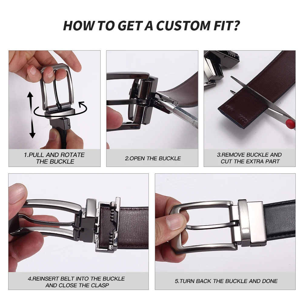 Reversible Pin Buckle Men's Belts Real Leather Male Belt for Man High Quality Designer Fashion Jeans Waist Strap Luxury Business