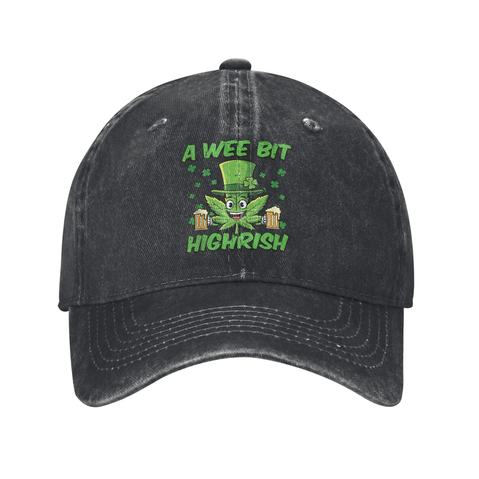 St Patricks Day Wee Bit Funny Saint Pattys Weed Baseball Cap Fashion Men Washed Trucker Hat Outdoor Sports Baseball Caps Gift