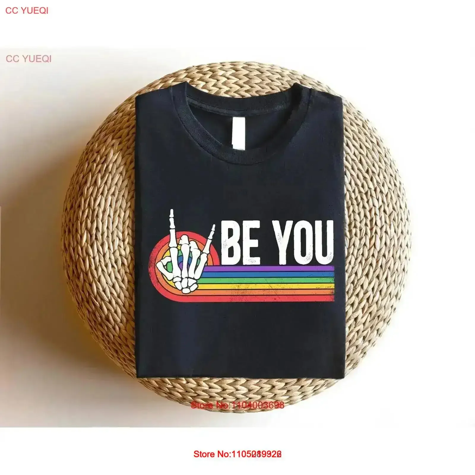 

Be You Skeleton Rainbow T Shirt LGBT vintage Washed designer clothes Comfortable Breathable Slightly homme fashion streetwear