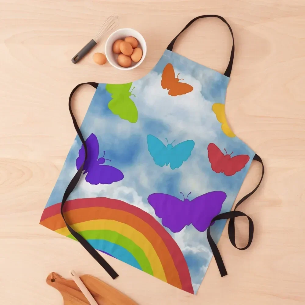 

heather rainbow butterfly Apron Kitchen Special Accessories kitchen clothes for men Kitchen New 2022 Year Utensils Apron