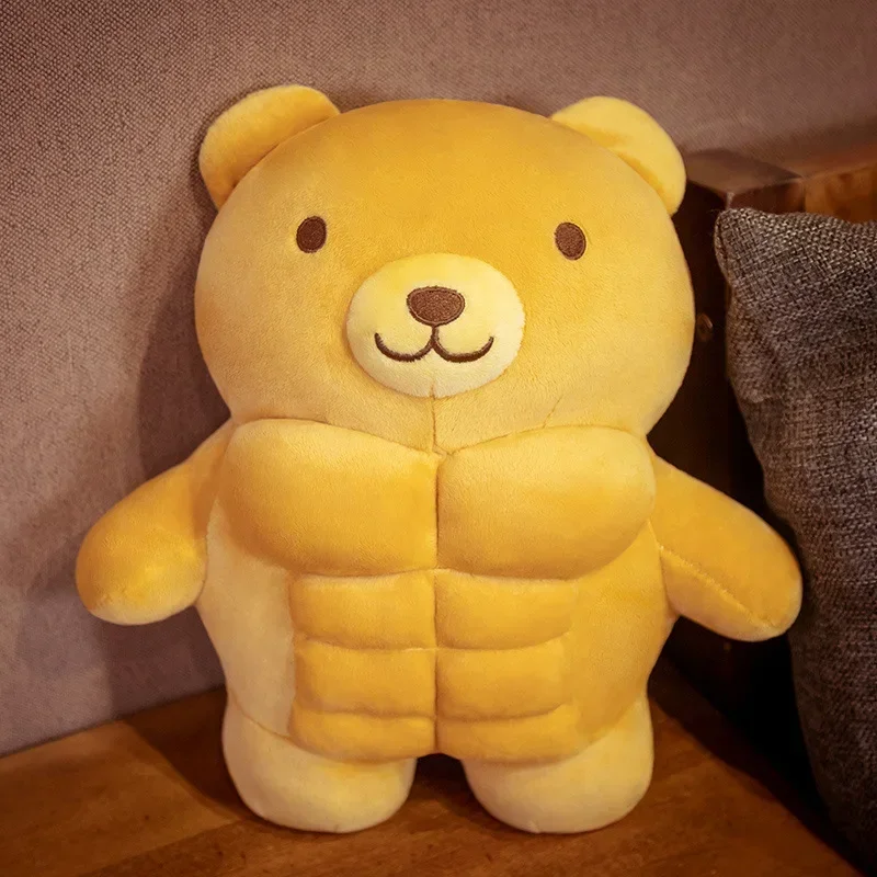 Cute Muscle Body Teddy Bear Plush Toys Stuffed animal Boyfriend Huggable Pillow Chair Cushion Birthday holiday gift for Boy Girl