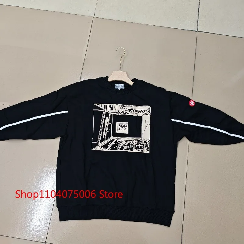 

2025 осень-зима CE принт хлопковый пуловер с капюшоном мужская свободная повседневная толстовка с круглым вырезом спортивная одежда