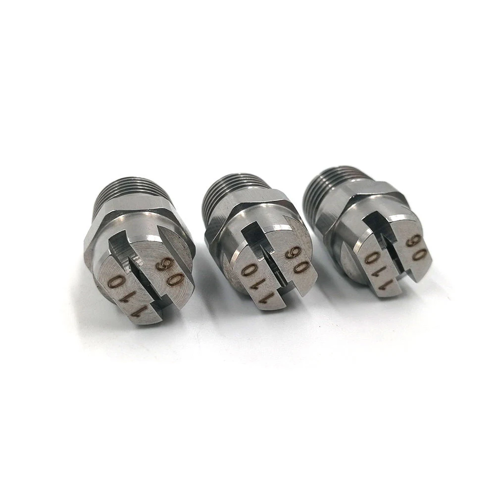 Huajue OEM/ODM Edelstahl-Flachstrahldüse 3/4 Zoll BSPT Außengewinde HVV-Serie 95 Grad Sprühwinkel für Reinigung/Staubentfernung