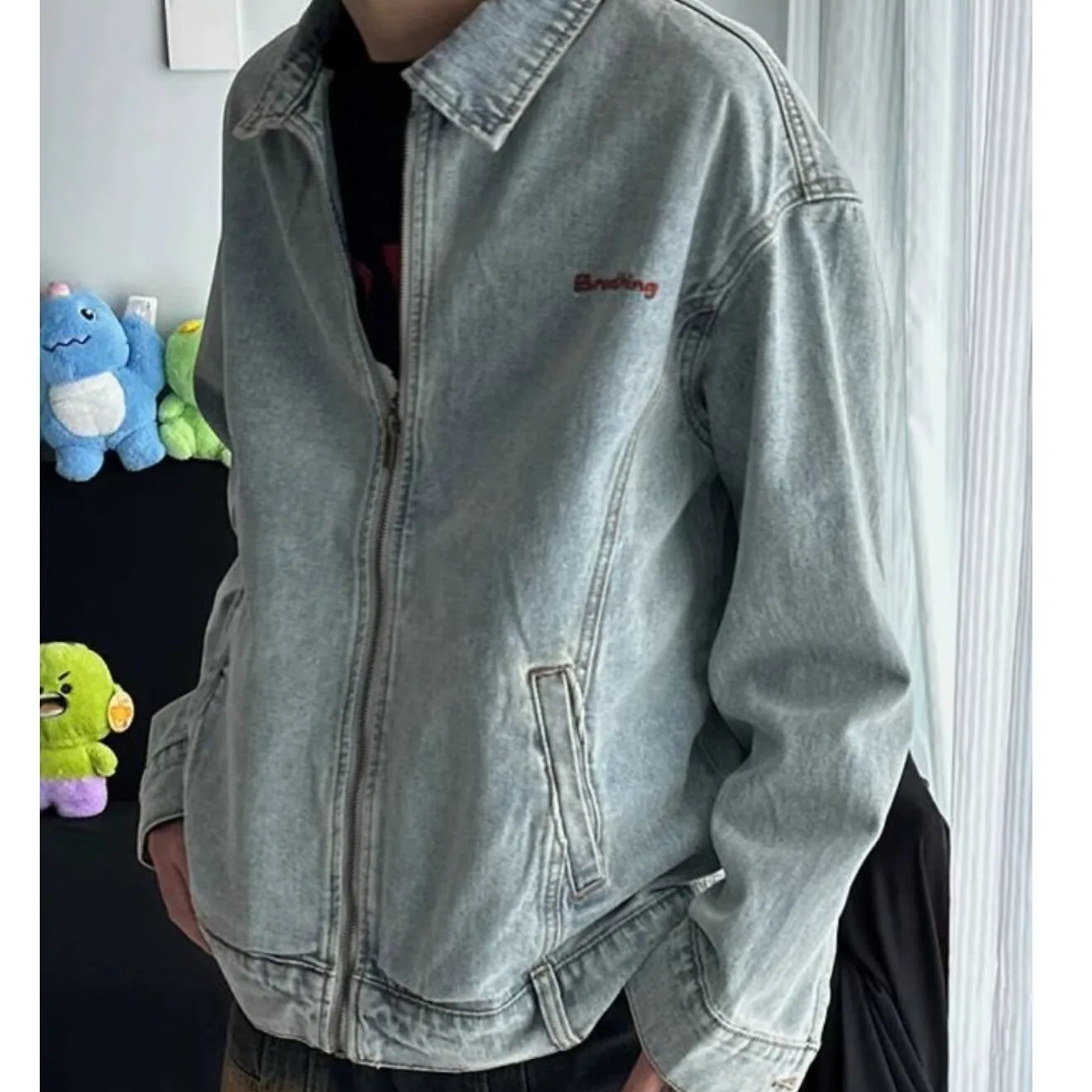 

Осень-зима, большой размер 250, американский модный брендовый джинсовый тюнер с вышивкой букв, мужской свободный повседневный тюнер