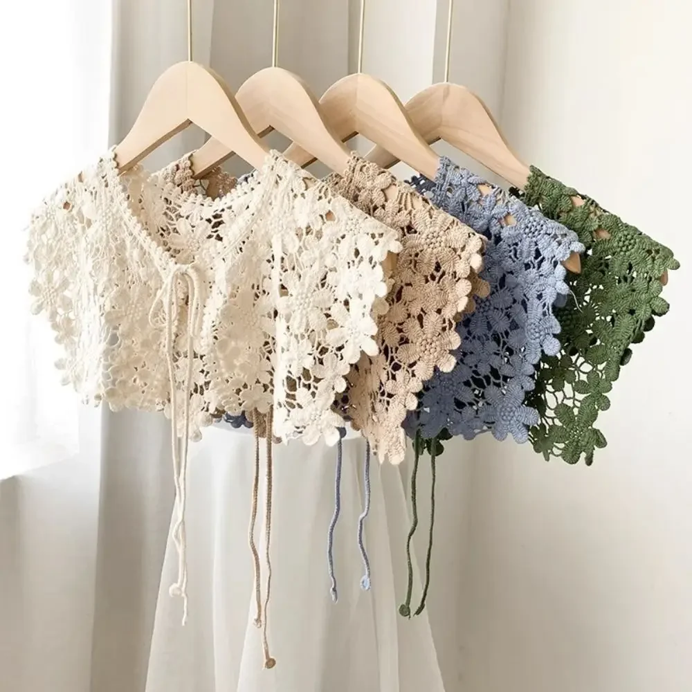 Fashion Hollow Out Fake Collar Shawl Crochet Lace Knitted Lace Detachable Collar Cute Elegant False Collar for Women