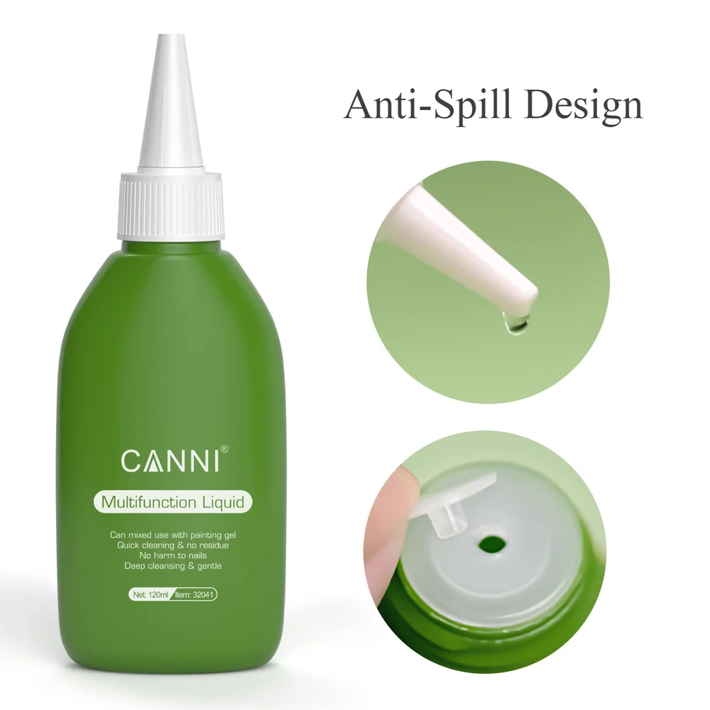 CANNI 120ml Multifunction Nail Liquid High Quality Nail Brush Cleaning Slip Solution Nail Polish Romver Poly Gel Liquid