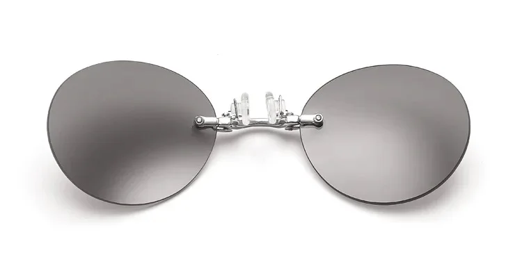 CRIXALIS Runde randlose Sonnenbrille Herren Matrix Morpheus Herren Classic Clamp Nose Brille ​ Mini rahmenlose Markendesign-Brille UV400 – Detail 6