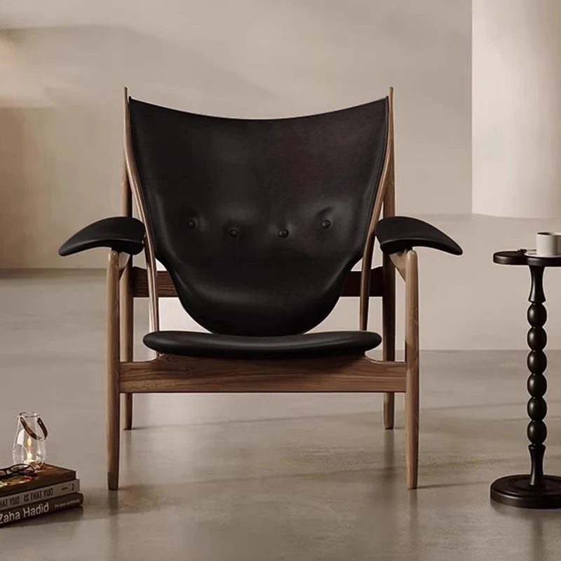 

leather antique chair single sofa north American ash wood living room leisure chair master designer chaises salon furniture