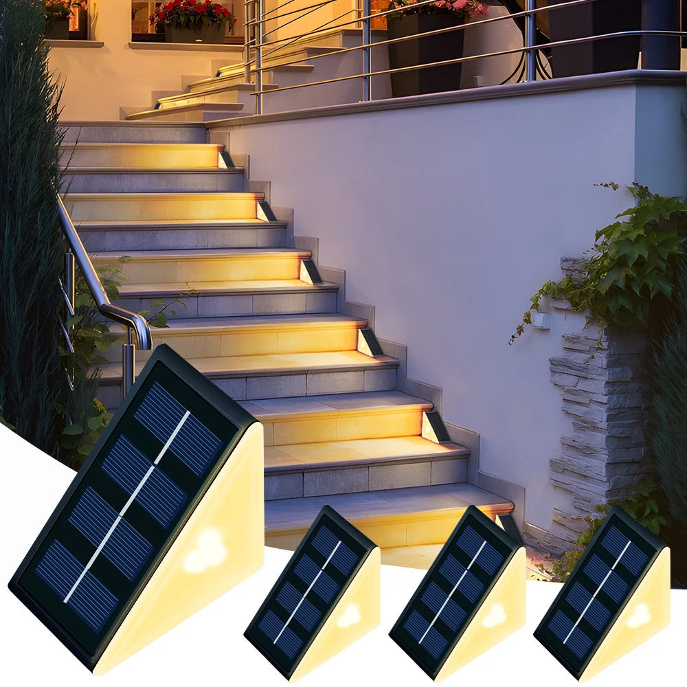 

Уличные светильники на солнечной батарее, теплый белый треугольник, водонепроницаемое декоративное палубное освещение IP67 для внутреннего двора, подъездной дорожки, крыльца, 2/4 шт.