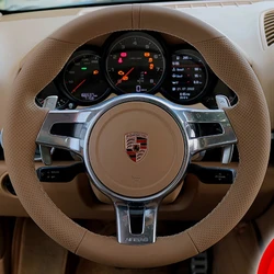 Custom Car Steering Wheel Braid Cover 100% Fit For Porsche 911 991 Boxster 981 Cayman Cayenne Panamera 2009-2016 Car Accessories