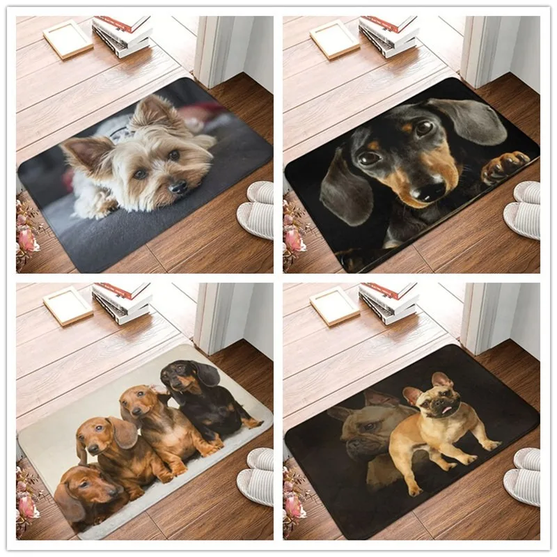 3D Animal Dog Mats Non Slip Doormat for Bedroom Kitchen Living Room Entrance Cute Mini Yorkshire Bath Carpet Home Decoration