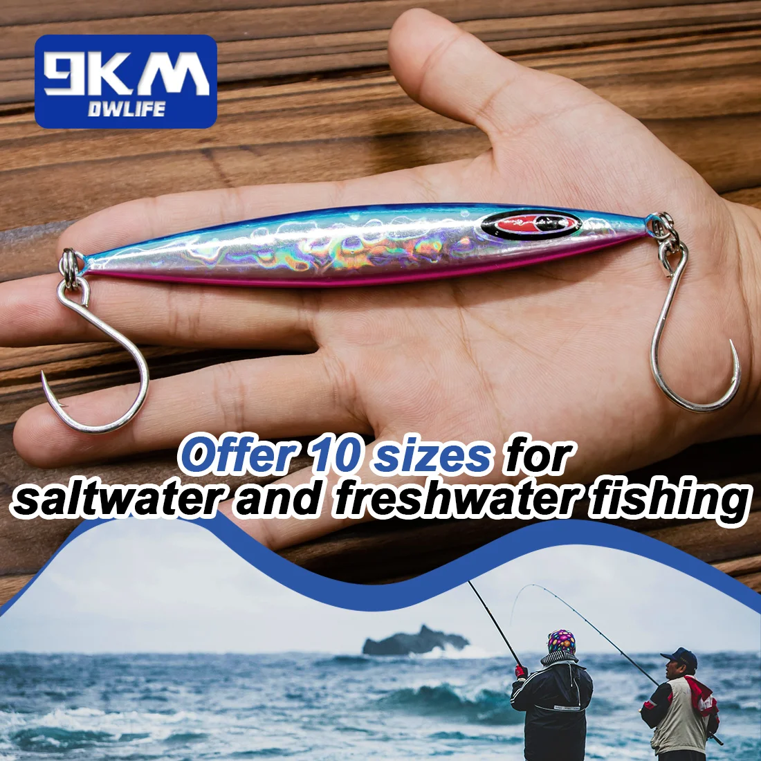 Anzuelos Jigging Inline 9KM – Ojo de carpa con púas para vinilo - imagen 2