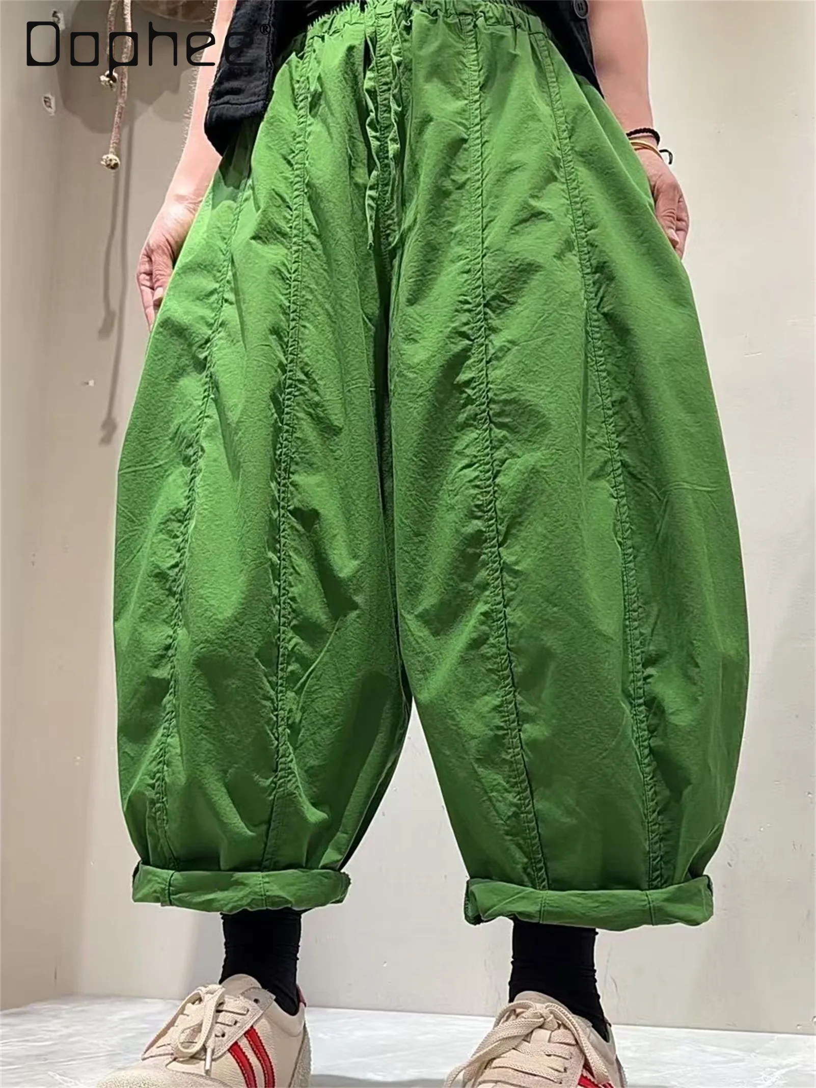 

European Retro High-waisted Wide-leg Pants Women's Summer Korean Version Loose Casual Scimitar Pants Tide Ankle Length Pants