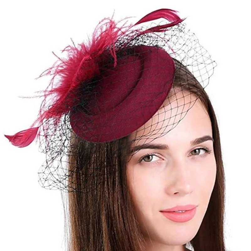652F Fascinator Women Fascinator Headband Tea Party Fascinator Derby Pillbox Hat Cocktail Flower Fascinator Veil Mesh
